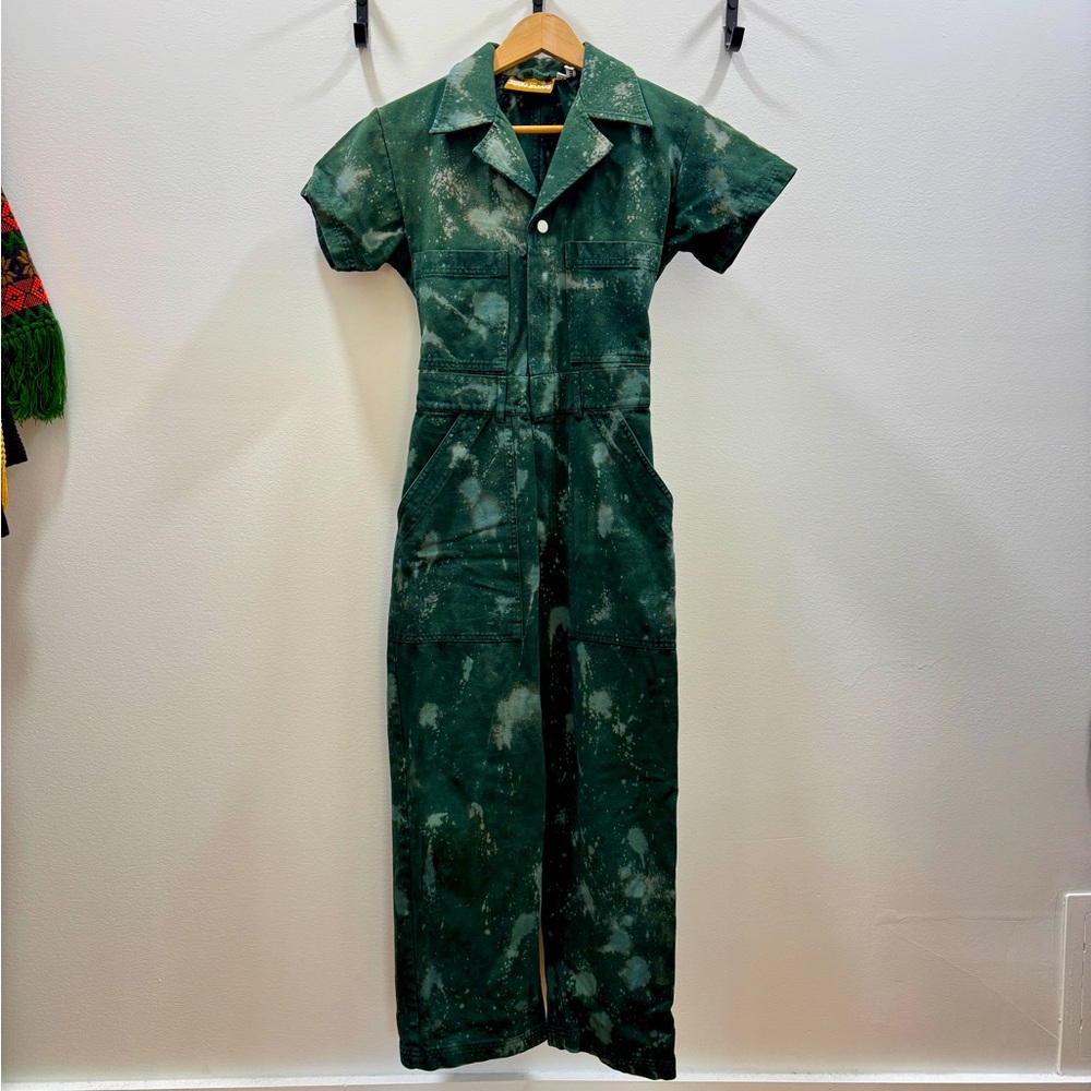 Custom Dyed Big Bud Press Short Sleeve Jumpsuit - Petite XS